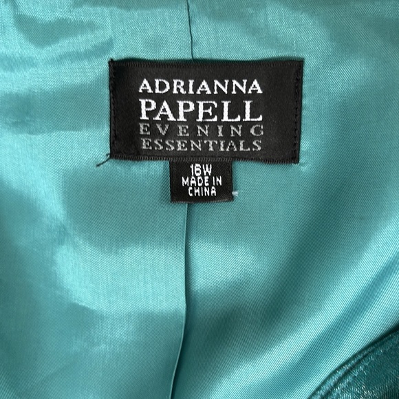 ADRIANNA PAPELL evening Essentials Women's Size 16W Teal Shimmering jacket - Picture 5 of 11